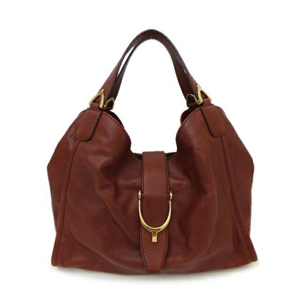 Gucci Soft Stirrup Shoulder Bag Washed Leather Brick